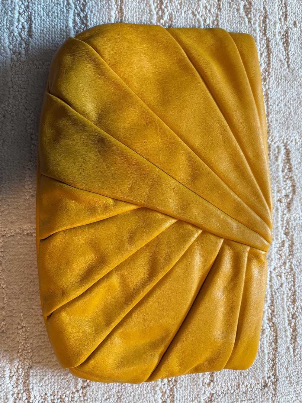 Yellow Pleated Leather purse